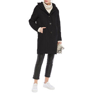DKNY Women's Brushed Wool Blend Shawl Collar Coat In Black Size XS $495